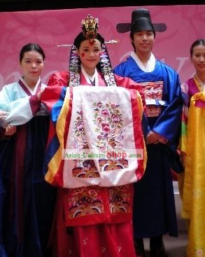 Ancient Korean Wedding Costumes Bride and Bridegroom 2 Complete Sets