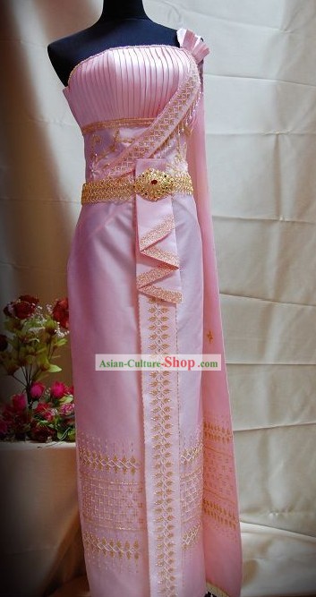 전통적인 아시아 타이어 코트 드레스 세트