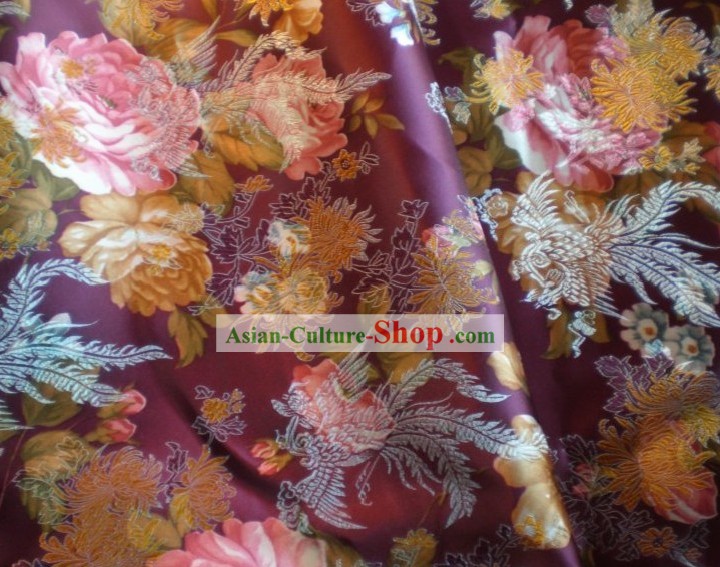 Phoenix and Flower Brocade Fabric
