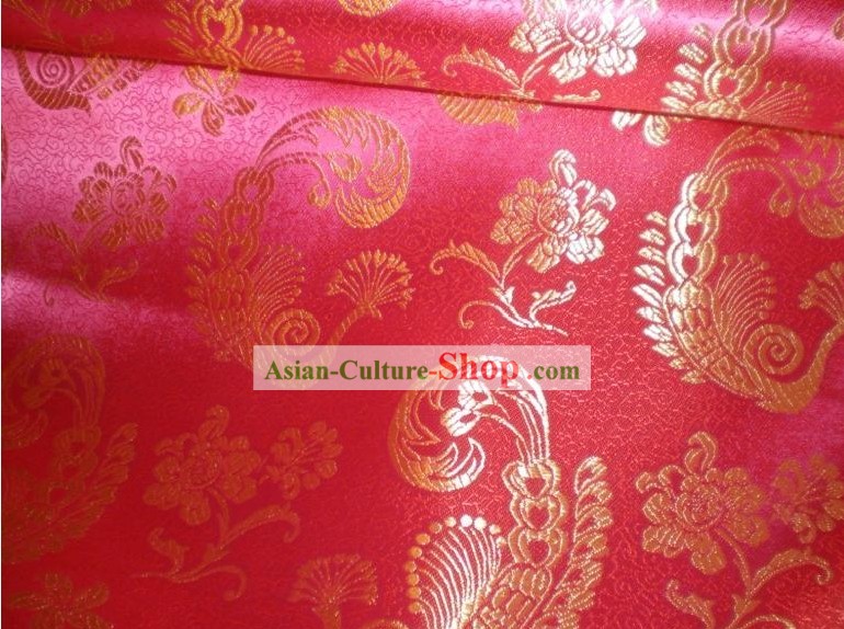 Красный Павлин Brocade Fabric