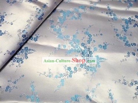 White Plum Blossom Brocade Fabric