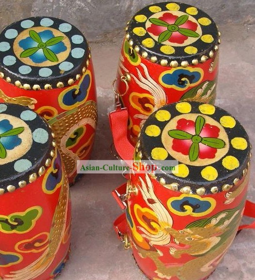 Traditional Chinese Wood Handmade Flower Drum/Mini Dragon Drum Kit/Chinese Drum for Dancing