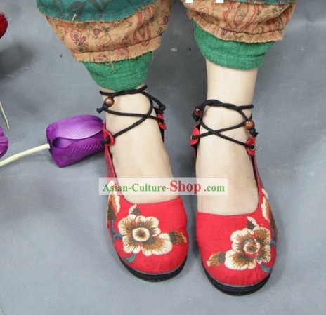 Chinês tradicional Handmade Shoes Bordados