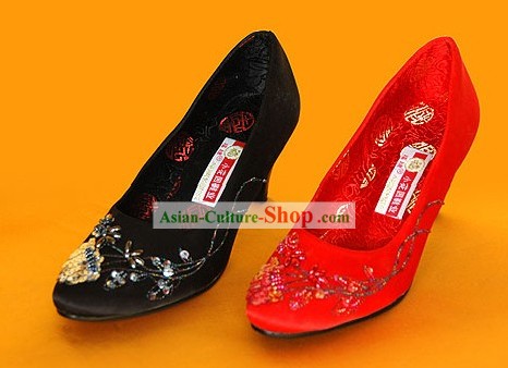 Silk Embroidery and Beaded Shoes