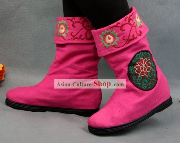 Chinese Embroidered Flower Cloth Boots