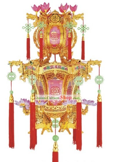 中国の古典ロータスとジェイド電気宮殿ランタン