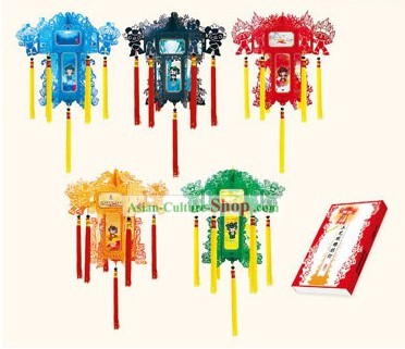FuWa Papercut Paper Chinese Palace Lanterns 5 Pieces Set