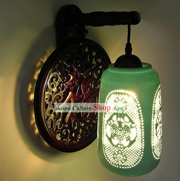 Chinese Mandarin Ceramic Wall Lantern
