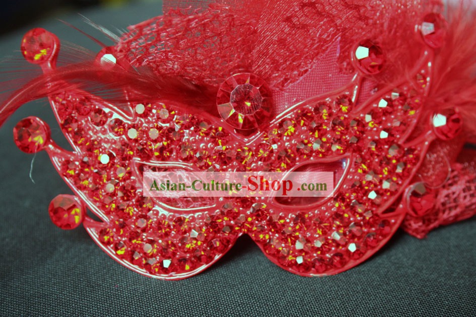 Chinese Classic Red Wedding Mask and Hair Decoration Set