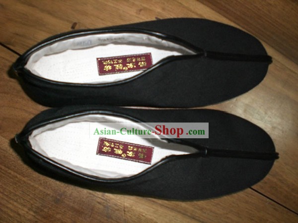 Preto liso Traditonnal Shoes Cotton chinês