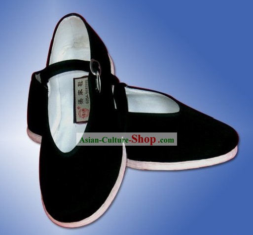 Chino tradicional y artesanal Mulan zapatos de tela Negro