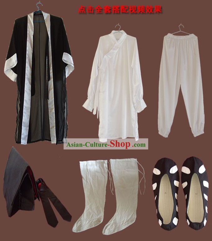 Robe chinoise taoïste Chaussettes Chaussures Pantalon Hat Complete Set