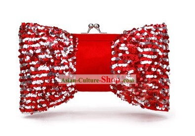Bridal Accessories - White and Red Wedding Bride Handbag