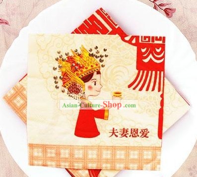 Traditional Chinese Style Drei-Lagen-Happy Bride Hochzeit Serviette
