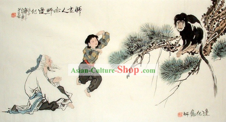 Traditional Chinese Painting - Monkey and Men by Xu Yan