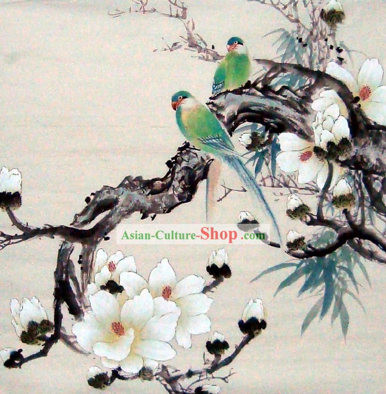 Traditional Chinese Birds and Flower Painting by Liu Lanting