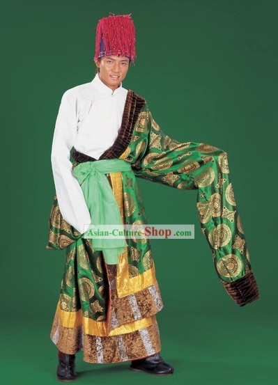 Chinese Traditional Tibetan Dress and Hat Complete Set for Men