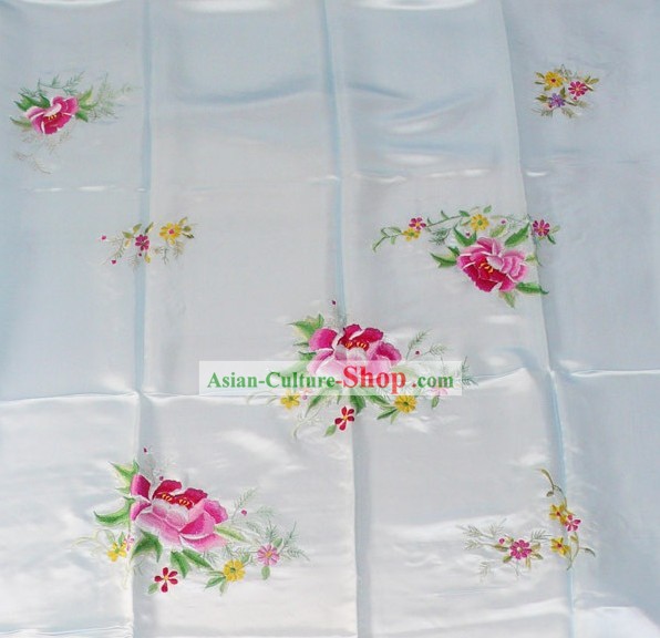 中国刺繍シルクのベッドカバー - 牡丹