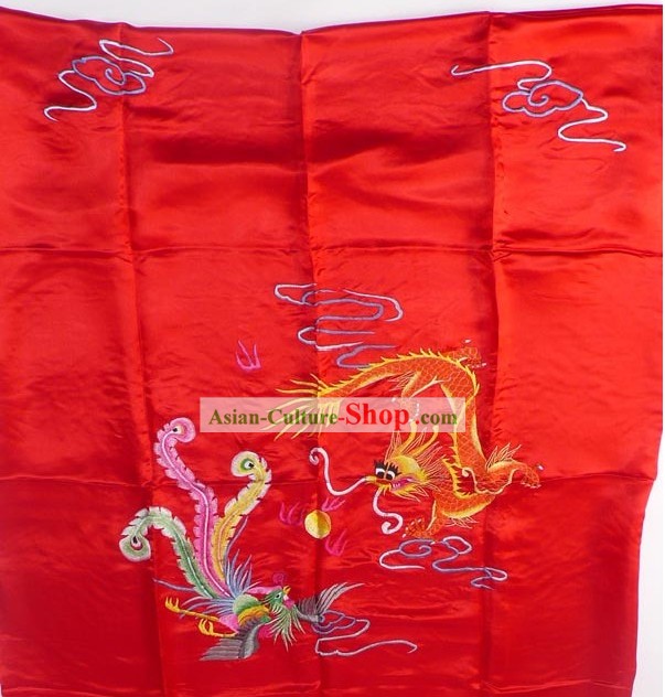 Chinese Classic Handstickerei Silk Bettbezug - Drache und Phönix