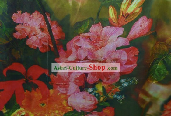Chinese Traditional Rui Fu Xiang Silk Textile Gewebe - Flower Combination