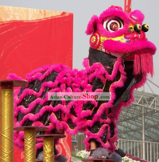 Glückliche Celebration Supreme chinesischen FUT SAN Lion Dance Kostüme Komplett-Set (peachblow und schwarz)