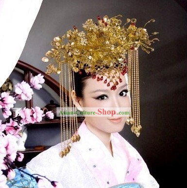 Supreme Chinese Traditional Handmade Phoenix Tail Crown for Women