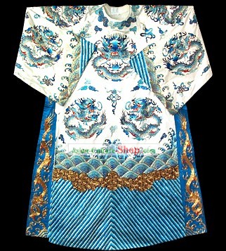 Chinese Gorgeous Ancient Embroidery Dragon Silk Robe for Men