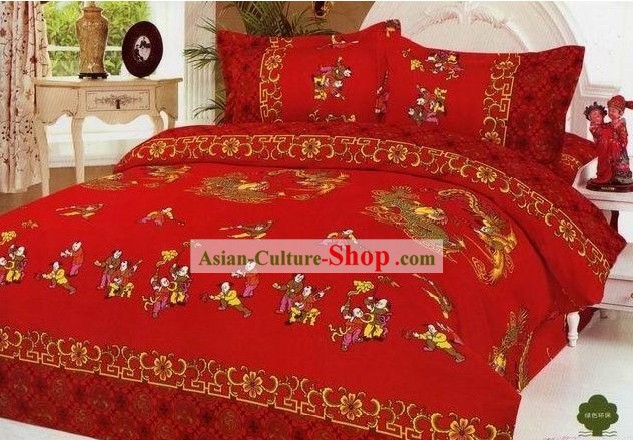 Chinese Stunning Wedding Cotone set letto Sheet (Quattro Pezzi) - Avere Figli precoce