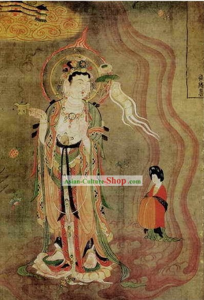 Chinese Film and Stage Performance and Photo Studio Traditional Painting Prop - Guan Yin Portrait