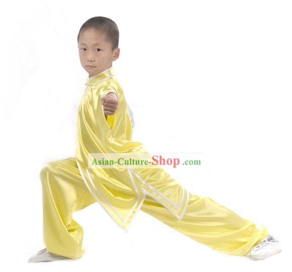 子供用の中国の専門ロングスリーブ武術太極拳ユニフォームコンプリートセット