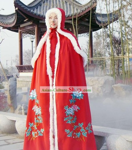 Chinese Classic Lucky Red Long Tail Cape for Women