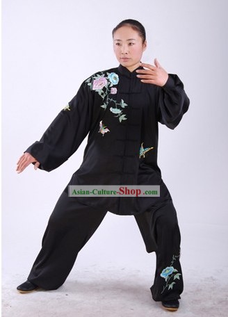中国の伝統武術刺繍蝶と花の制服セット