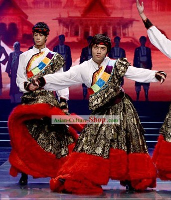 Chinese Traditional Tibetan Dance Costumes Complete Set