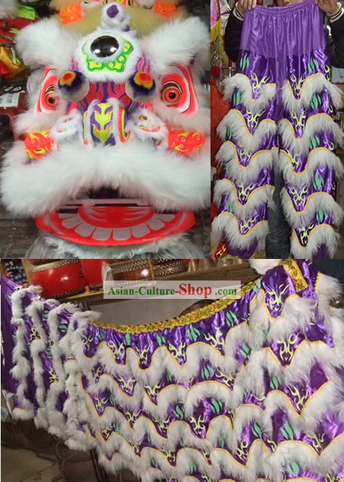 Professional FLUORESCENT Chinese Southern Lion Dance Head and Costume