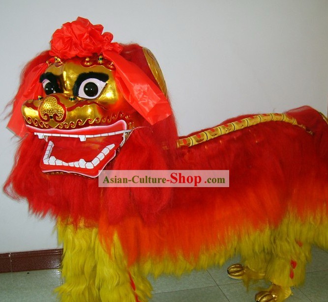 Supreme Traditional Beijing Long Yak Fur Lion Dance Costumes Complete Set
