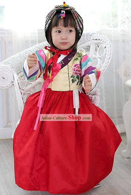 Traditional Korean Girl Birthday Dress Hanbok Complete Set
