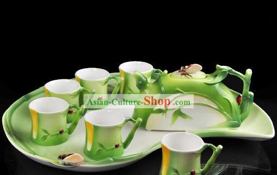 Chinese Classical Bamboo Ceramic Tea Set