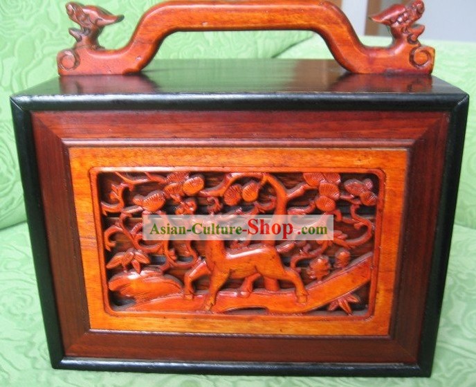 Chinese Classical Deer Mahjong Wooden Box