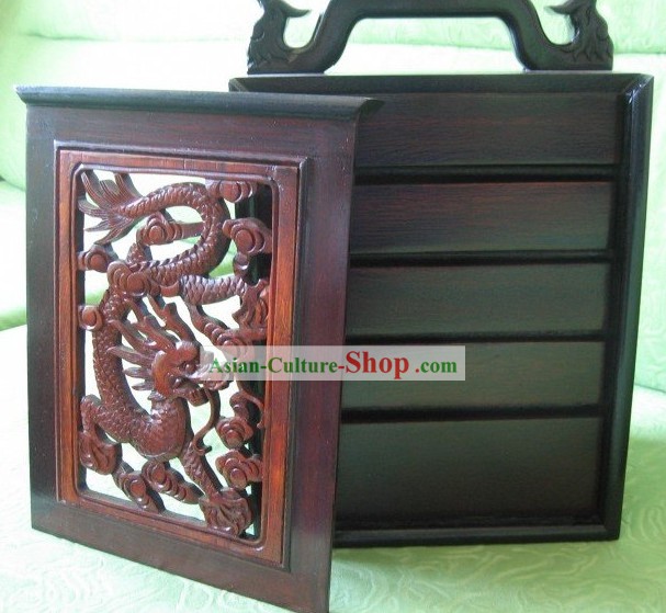 Chinese Classical Dragon Mahjong Wooden Box