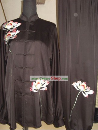 Chinese Traditional Embroidered Peony Tai Chi Uniform