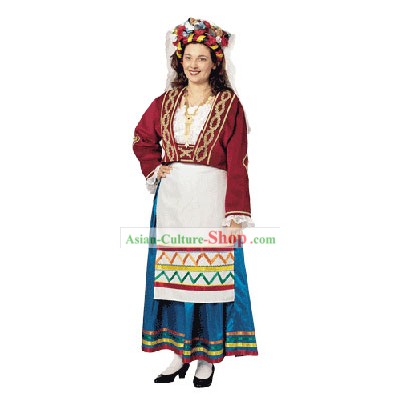 코르푸 여성 전통 그리스어 댄스 옷입히기