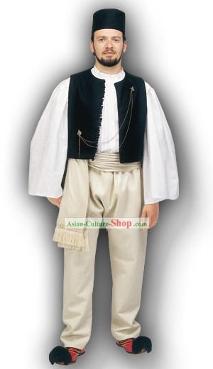 에피 루스 남성 전통 그리스어 댄스 옷입히기