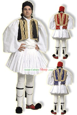 Euzonas Tsolias Черный Мужской традиционный греческий костюм танца