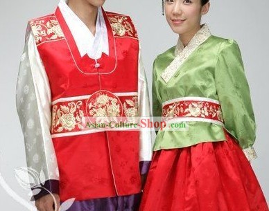 Traditional Korean Wedding Hanbok Dress for Couple
