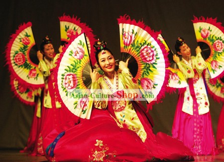 Traditional Korean Fan Dance Costumes Set