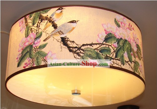 Chinese Traditional Flower and Bird Original Painting Ceiling Lantern