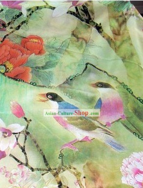 Chinese Bird and Flower Silk Fabric