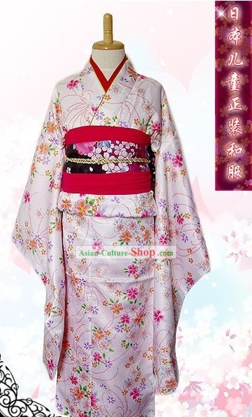 Traditional Japanese Birthday Kimono Set for Teenagers