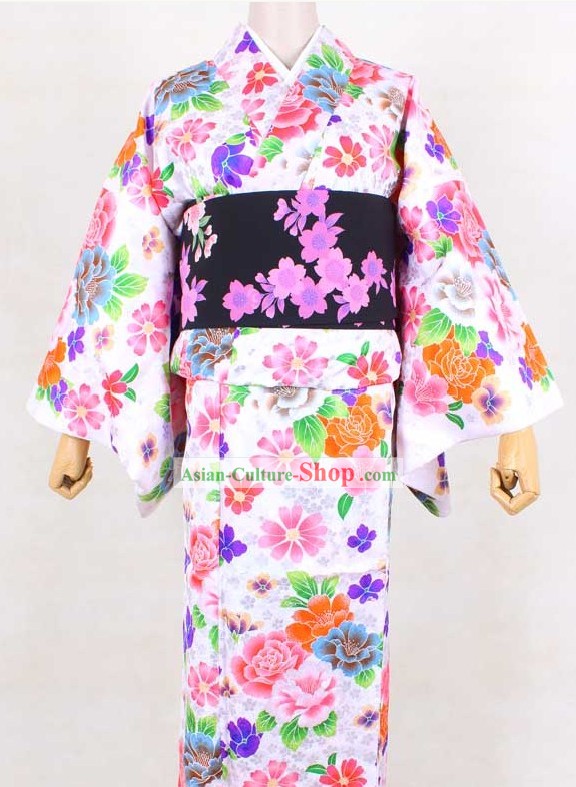 Japanese Classical Geisha Kimono Complete Set for Women