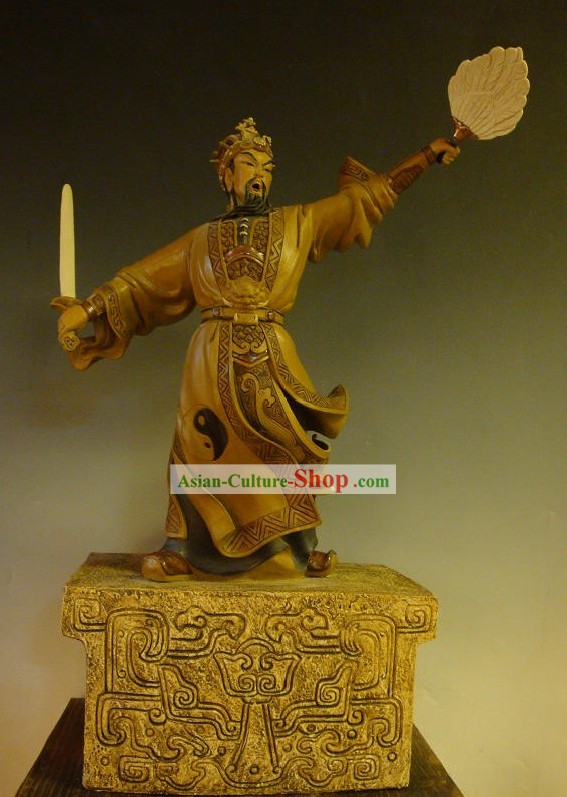 Zhuge Liang Kong Ming Chinese Shiwan Ceramic Figurine